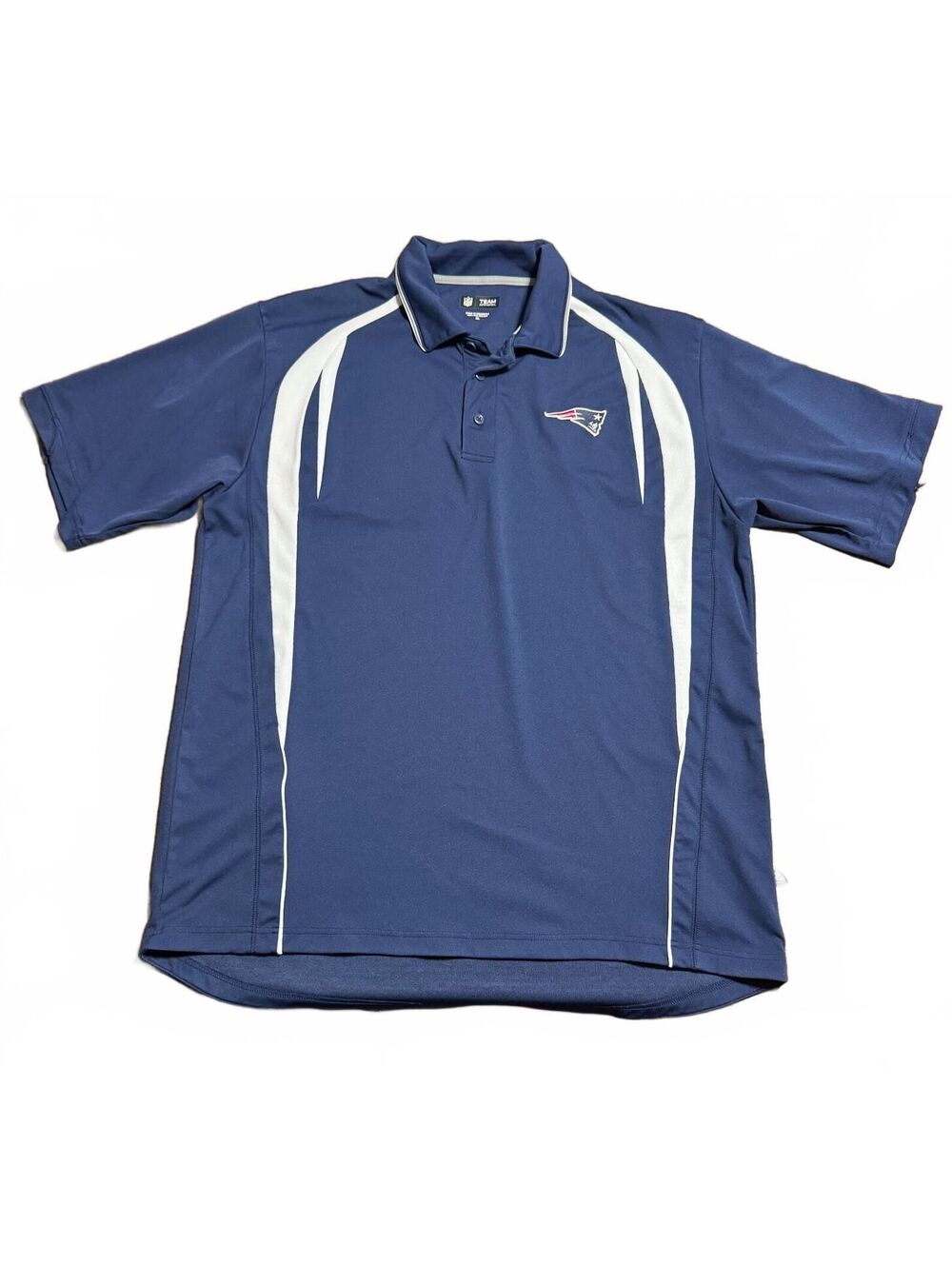 NFL Team Apparel Mens New England Patriots Polo Shirt XL Navy Blue White Logo
